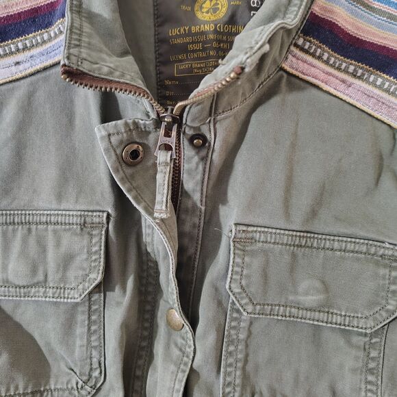 Lucky Brand Jacket Women’s SMall Green Military Utility Cargo Full Zip Button - Picture 6 of 9